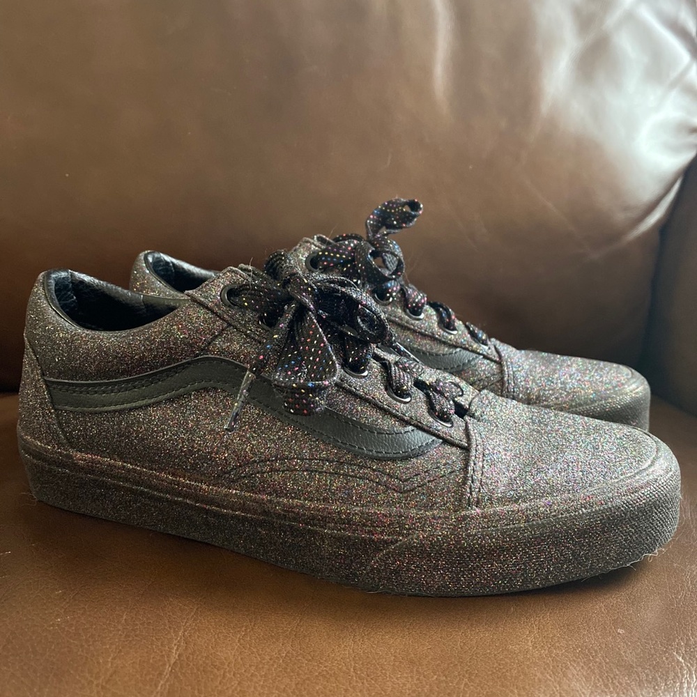 Black rainbow sparkle vans